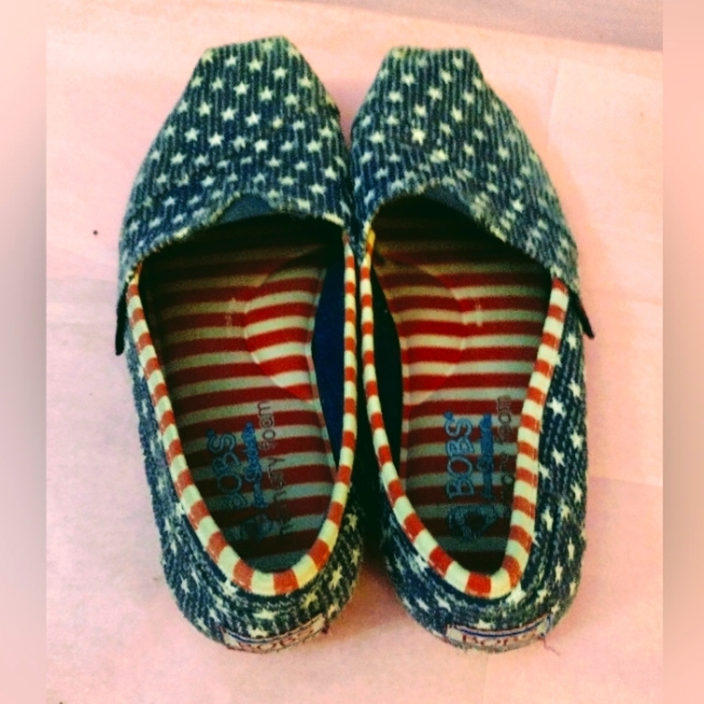 BOBS from Skechers Blue and Red Star Flats
